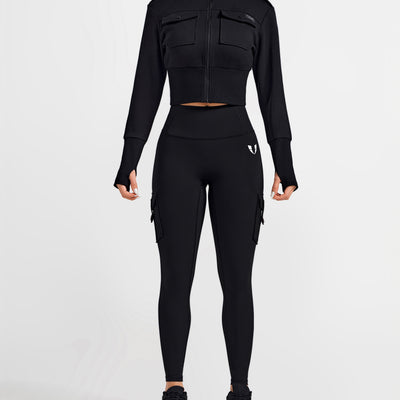 Loose Fit Active Crop Jacket - Black