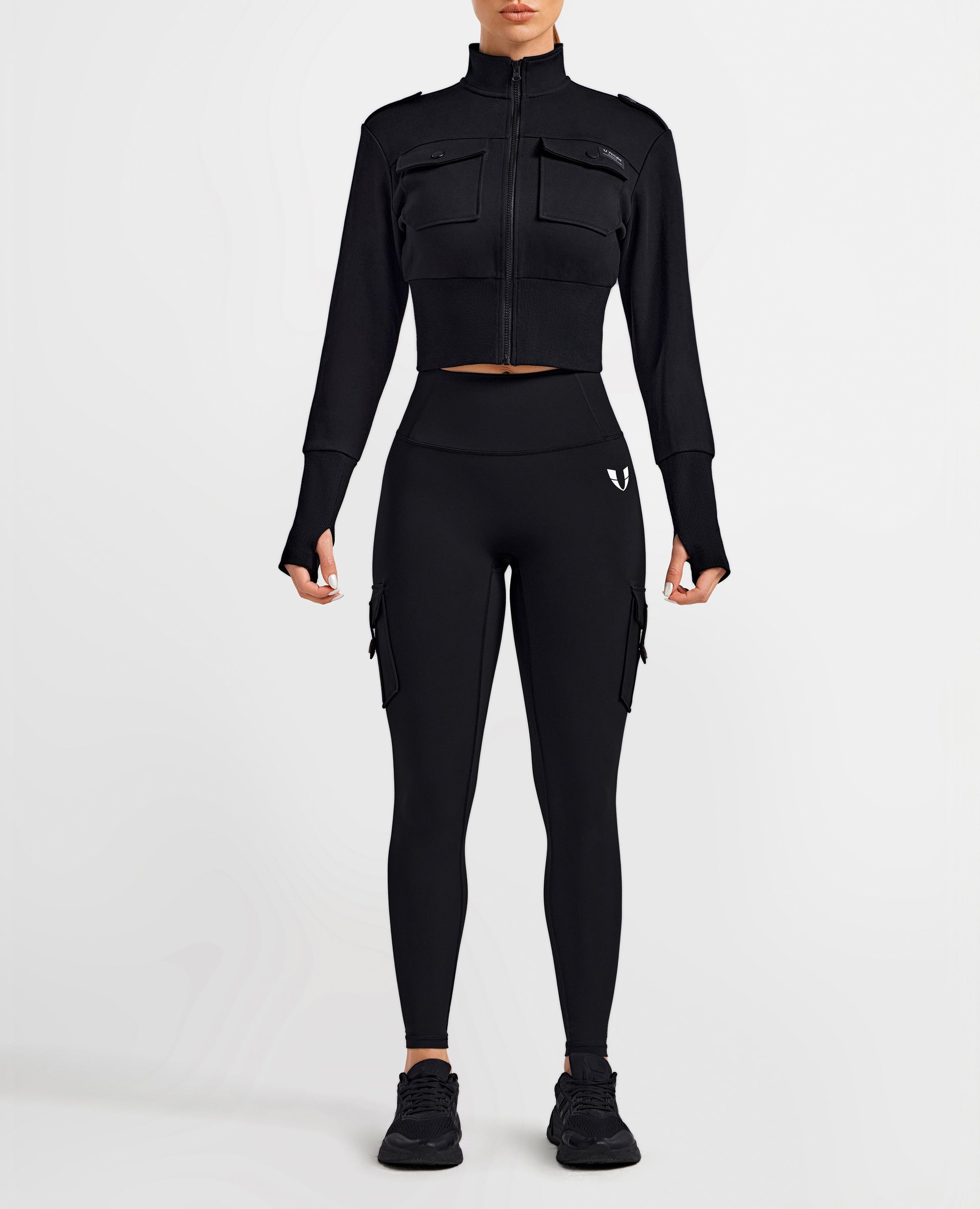 Loose Fit Active Crop Jacket - Black