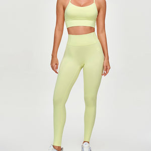 High Waisted Workout Leggings - Light Yellow