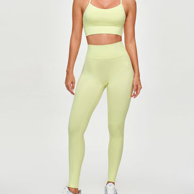 High Waisted Workout Leggings - Light Yellow