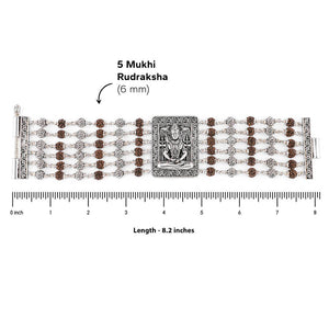 Rudraksha Silver Shiva Six Lines Bracelet