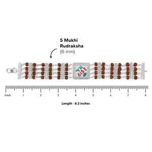 Rudraksha Silver Jay Thakar Four Line Bracelet