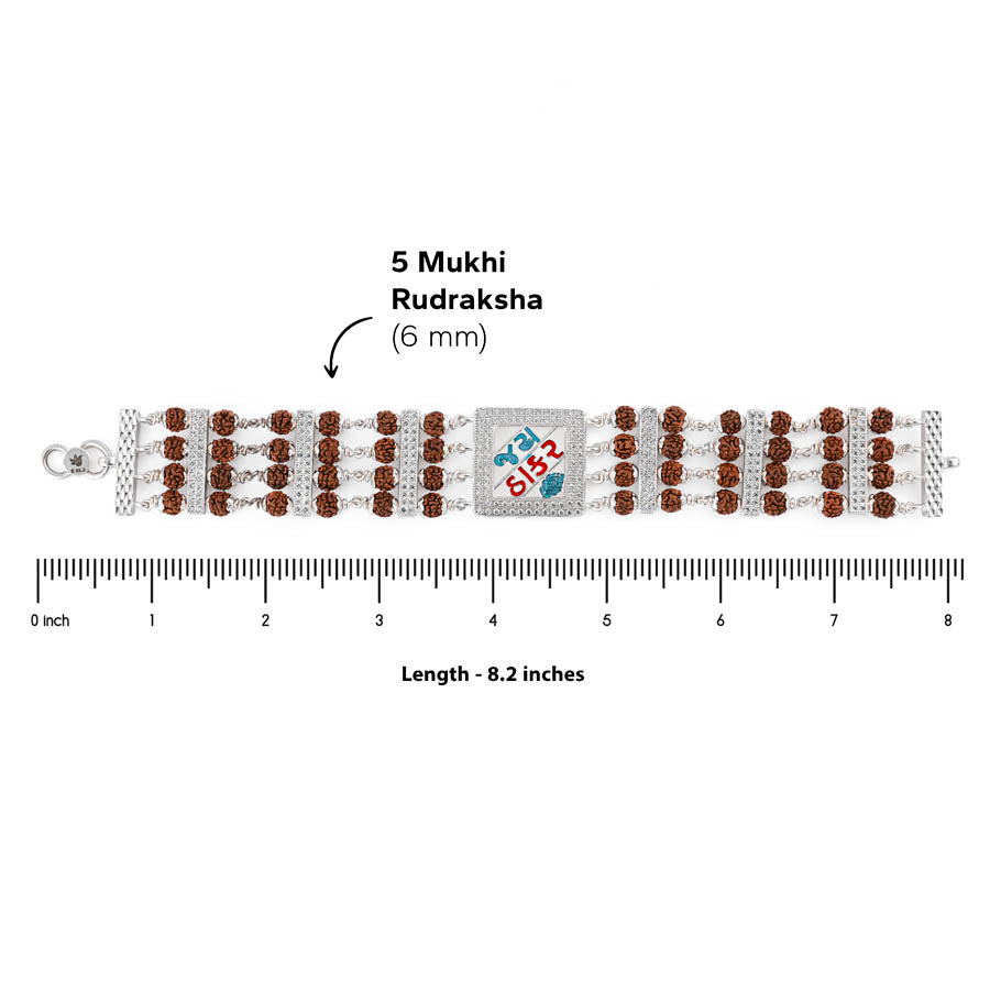 Rudraksha Silver Jay Thakar Four Line Bracelet