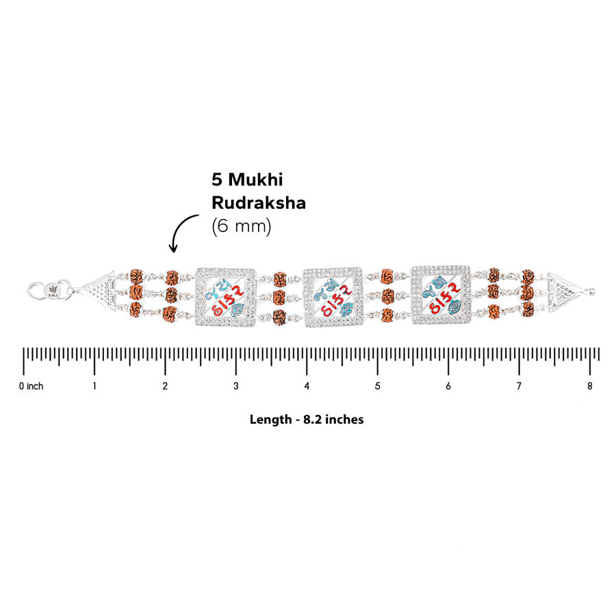 Rudraksha Silver Three Jay Thakar Brooch Bracelet