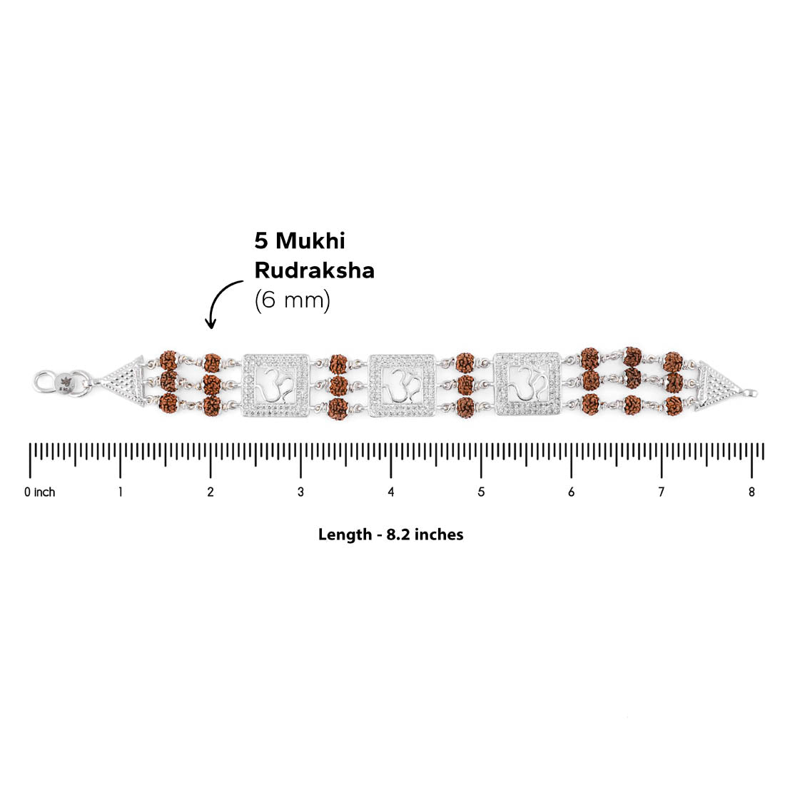 Rudraksha Silver Dimond Om Brooch Bracelet