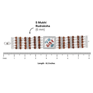 Rudraksha Silver Jay Thakar Five Lines Bracelet