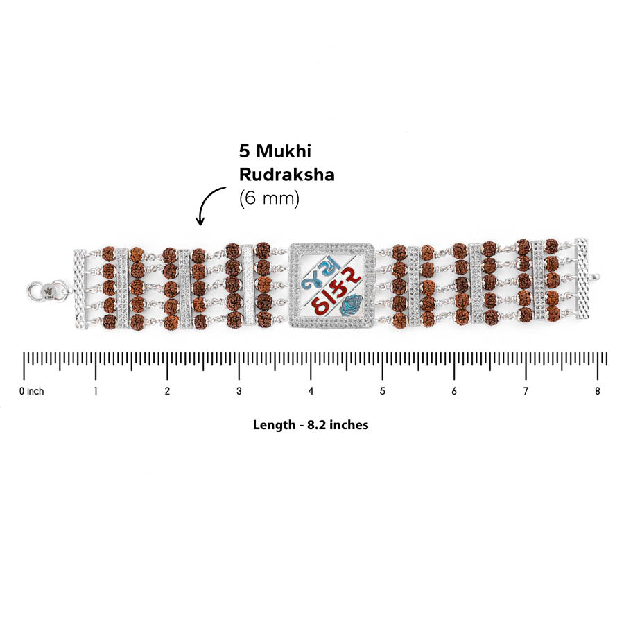 Rudraksha Silver Jay Thakar Five Lines Bracelet