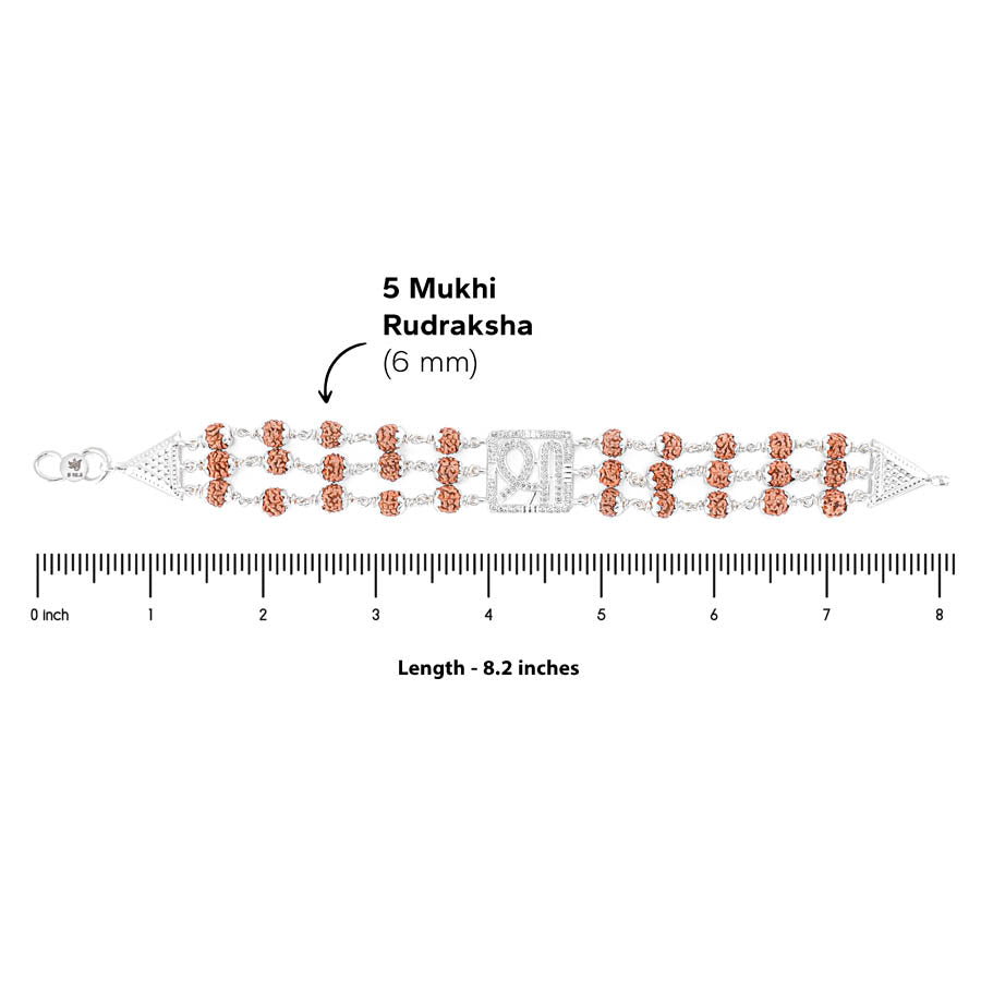 Rudraksha Silver Shree Tripal Line bracelet
