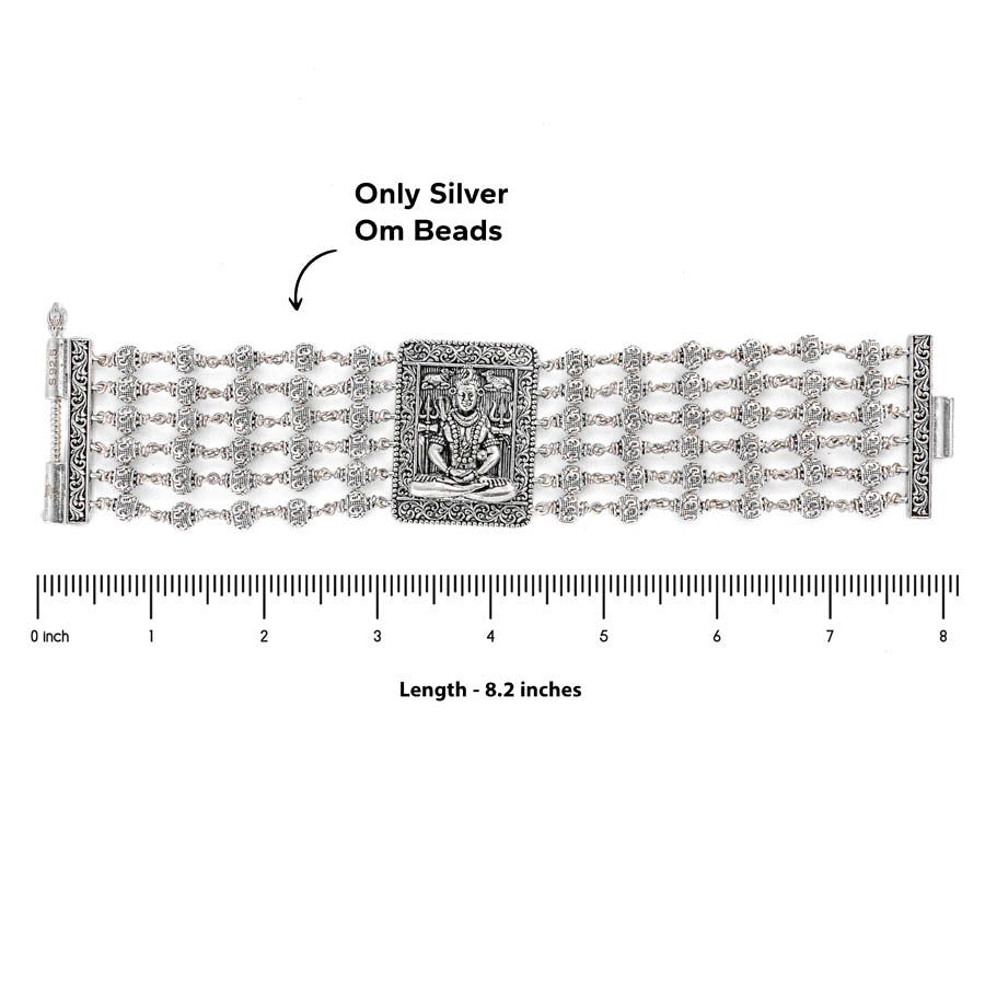 Shiva Six Line Silver Bracelet