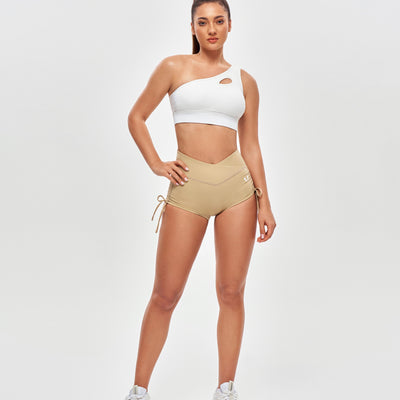V-waist Scrunch Butt Shorts - Khaki Yellow