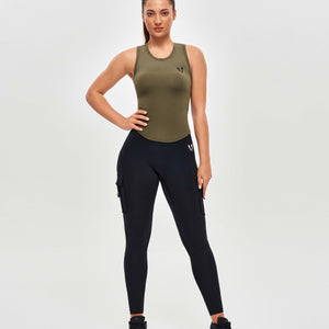 Round Neck Sports Tank - Moss Green
