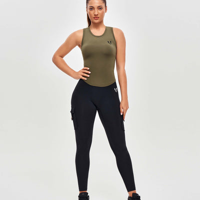 Round Neck Sports Tank - Moss Green
