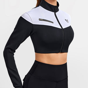 Vivid Fit Crop Jacket - Black and White