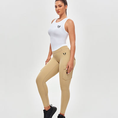 Round Neck Sports Tank - White