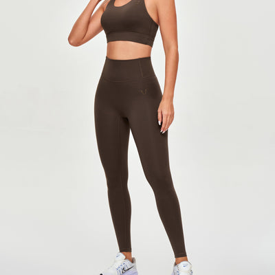 High Waisted Workout Leggings - Brown