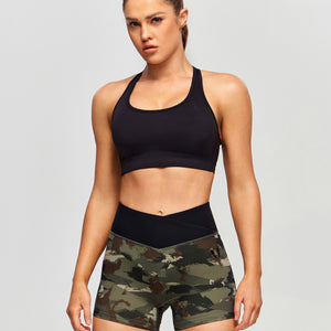 V-waist Cargo Shorts - Abstract Camo and Black