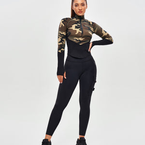 Half Zip Long Sleeve Top - Earth Camo