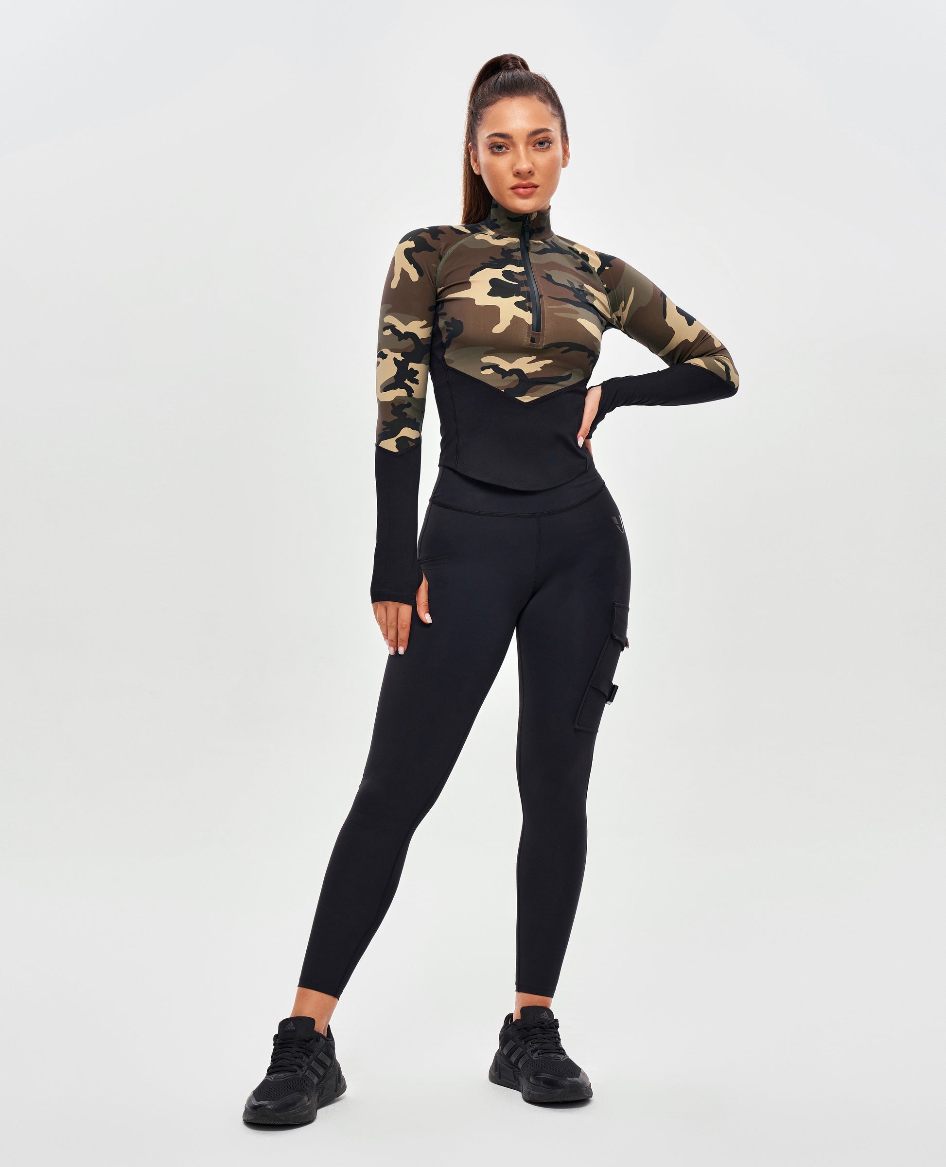 Half Zip Long Sleeve Top - Earth Camo