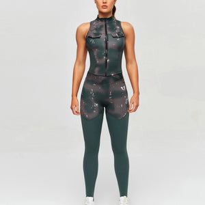 Cargo Power Leggings - Tie Dye and Dark Green