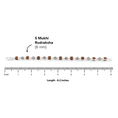 Rudraksha Silver Om Beads Capping Bracelet