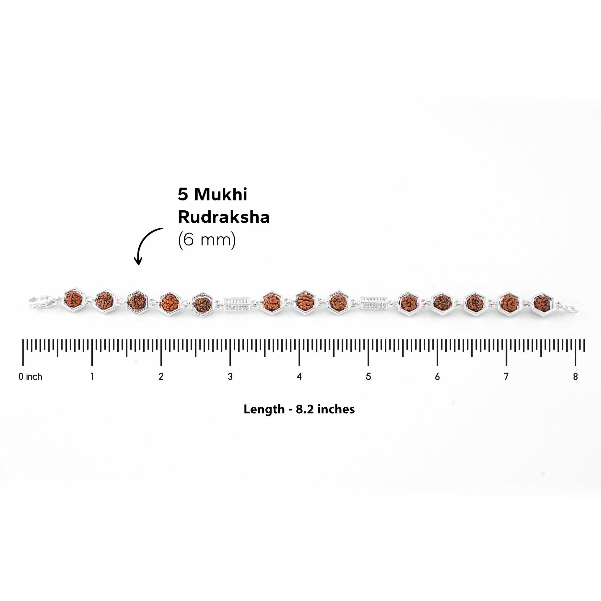 Silver Rakhi with Hexagon Rudraksha Beads
