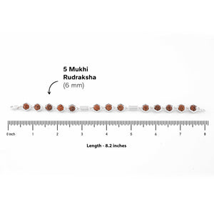 Rudraksha Silver Hexagon Ring Beads Bracelet