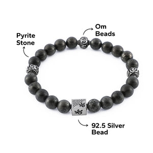 Pyrite Stone with Om Silver Beads Bracelet