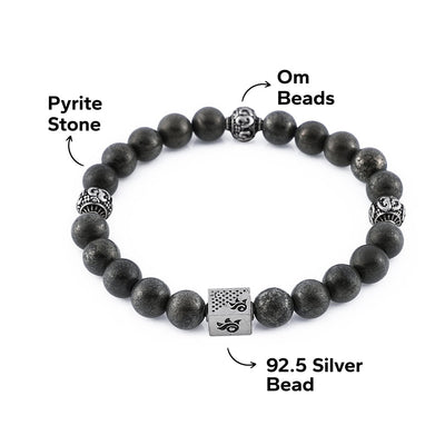 Pyrite Stone with Om Silver Beads Bracelet