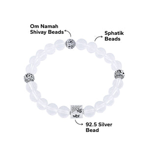 Spatik Beads with Om Namah Shivay Silver Beads Bracelet