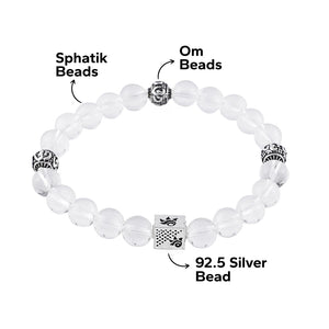 Spatik Beads with Om Silver Beads Bracelet