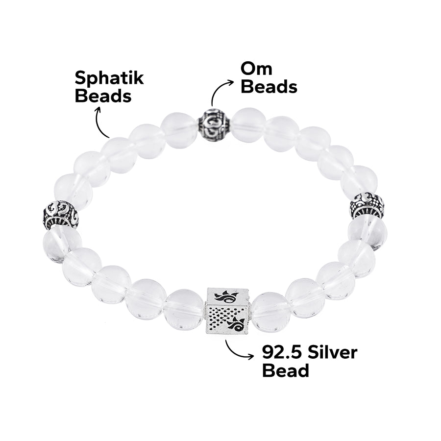 Spatik Beads with Om Silver Beads Bracelet