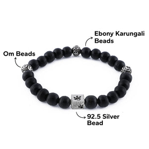 Ebony Karungali with Om Silver Beads Bracelet