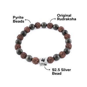 Rudraksha with Pyrite Beads Bracelet