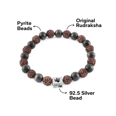 Rudraksha with Pyrite Beads Bracelet