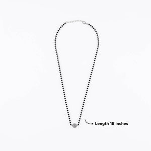Black Beads Mangal Sutra with Beaded Silver Circular Pendant for Women