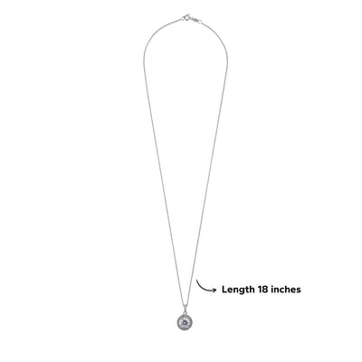 Silver Set Chain Circular Pendant and Earrings with Finely Cut Stones for Women