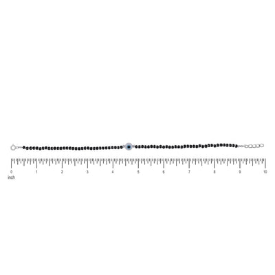 Evil Eye and Blue Beads Silver Double Line Anklets for Women