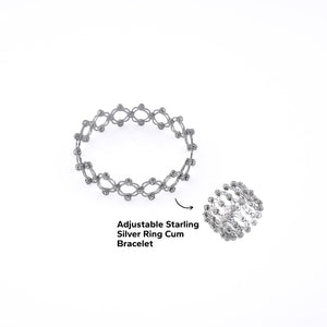 Silver Ring Cum Bracelet with Stone for Women