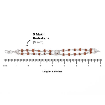 Rudraksha Silver Tortoise Symbol double line Bracelet