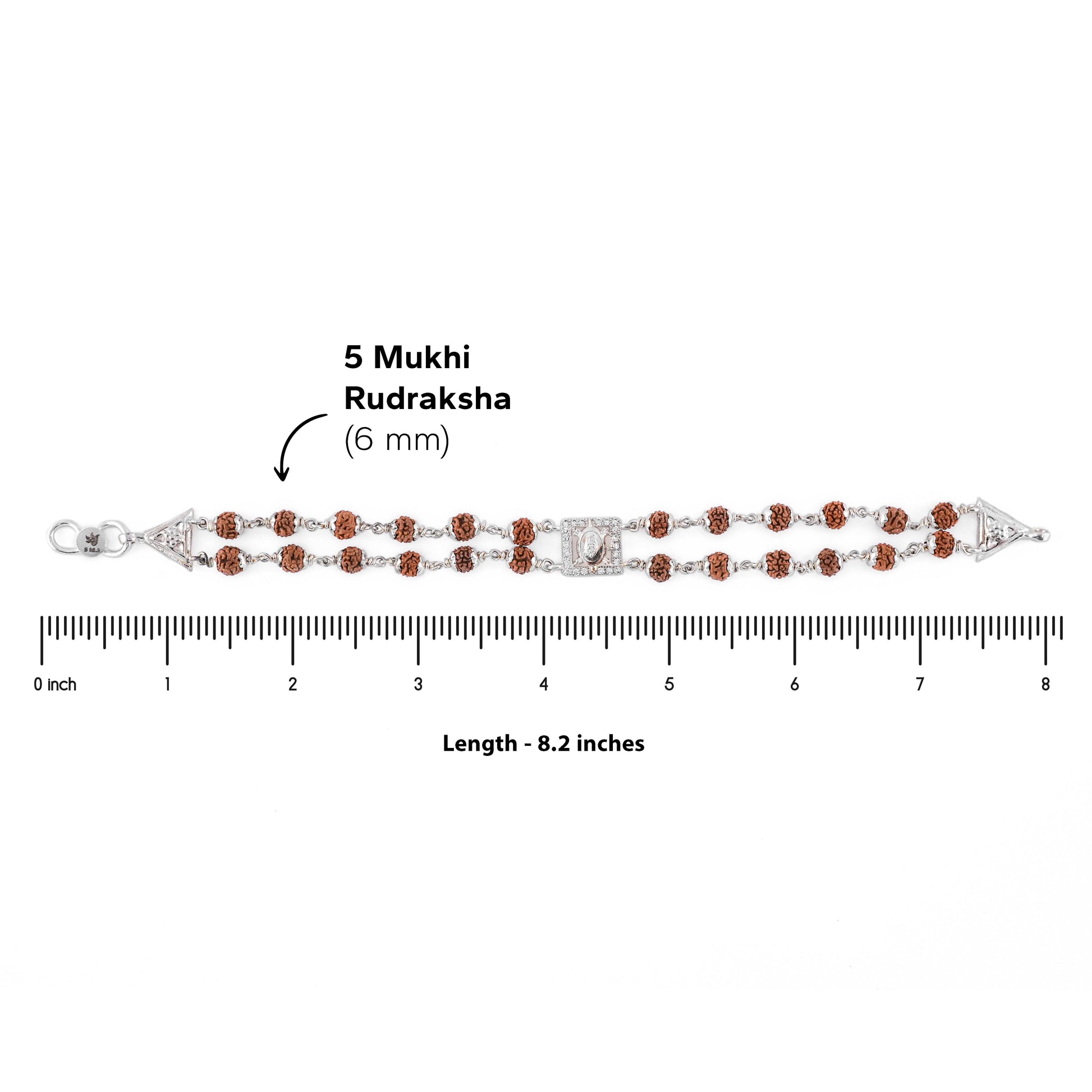 Rudraksha Silver Tortoise Symbol double line Bracelet