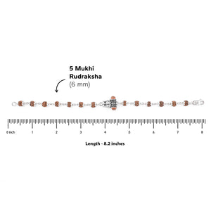 Rudraksha Silver Bracelet with Om Damru Single Line for Men