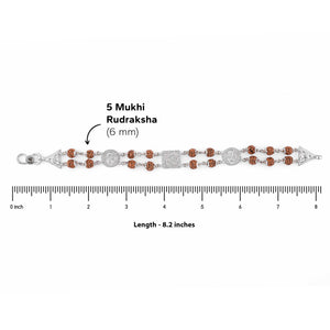 Rudraksha Silver Om With Ganesh double line Bracelet