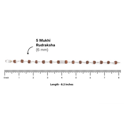 Rudraksha Silver Daimond Cylinder Bracelet