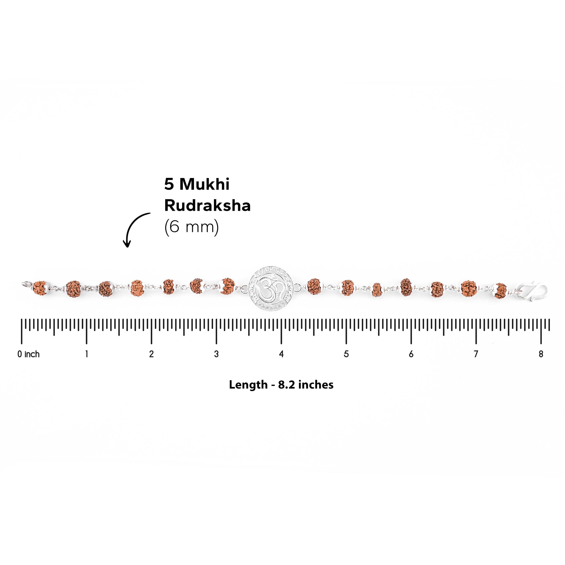 Silver Rakhi with Om and Single Line Rudraksha