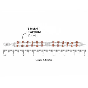 Silver Rakhi with Rudraksha, Square Diamond, and Om, Double Line Design