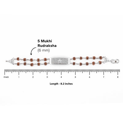 Rudraksha Silver Star Symbol double line  Bracelet