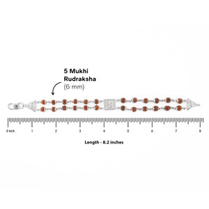 Rudraksha Silver BAPS Tilak double line Bracelet