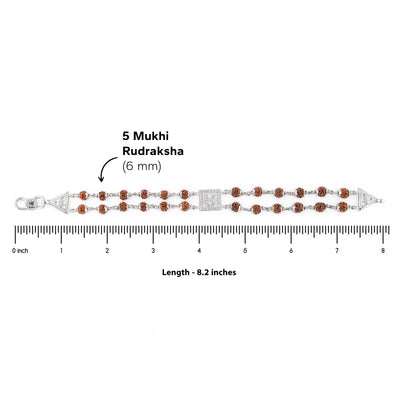 Rudraksha Silver BAPS Tilak double line Bracelet