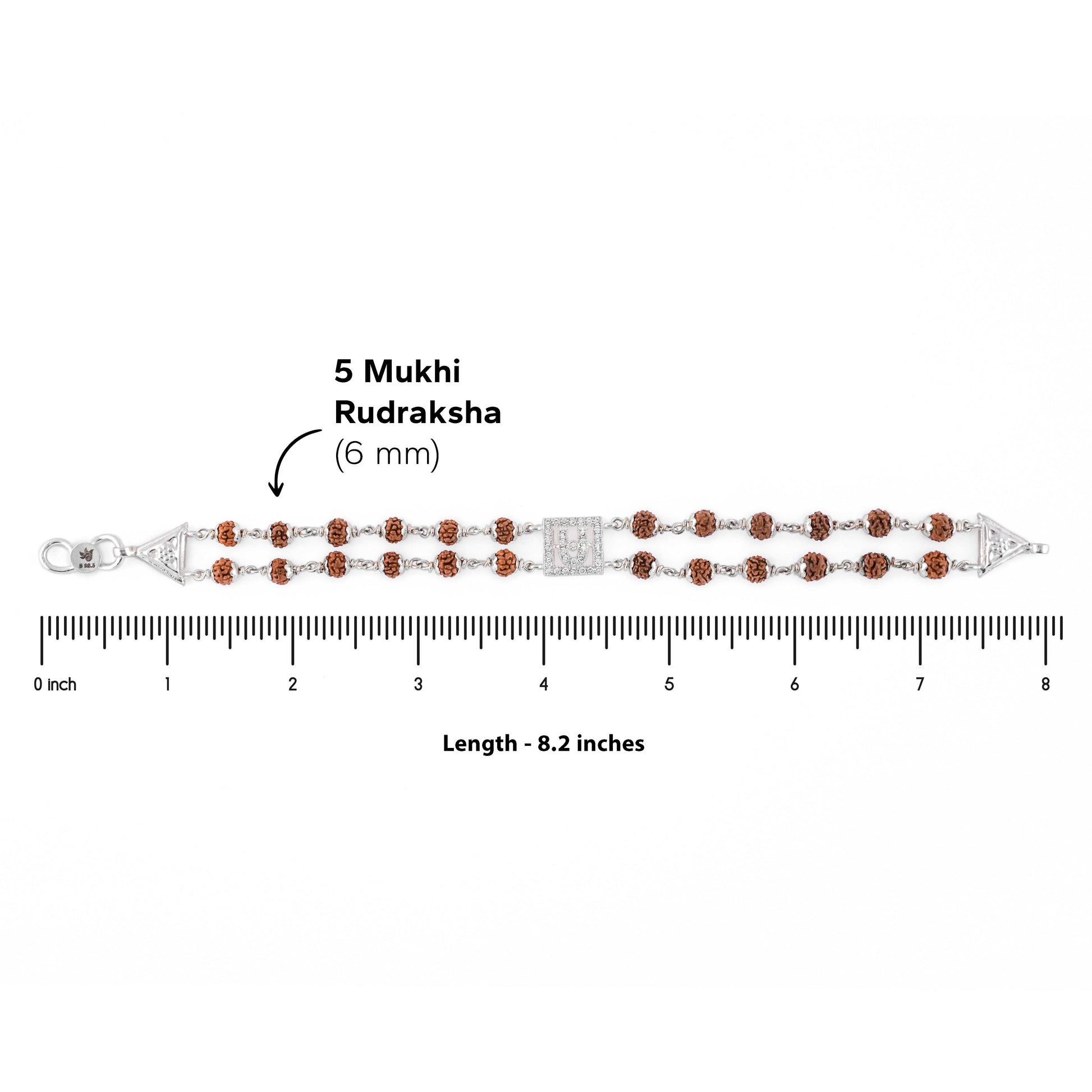 Rudraksha Silver BAPS Tilak double line Bracelet