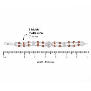 Rudraksha Silver Om Brooch double line Bracelet